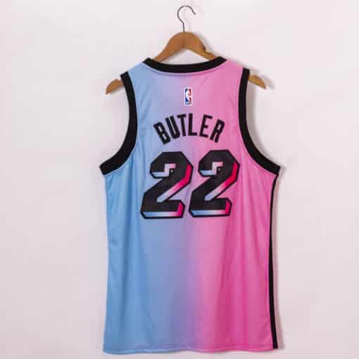 Jimmy Butler Miami Heat 2020-21 Blue Pink Rainbow City Jersey back
