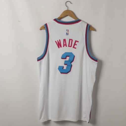 Dwyane Wade Miami Heat 2019-20 Vice Wave White Swingman Jersey back