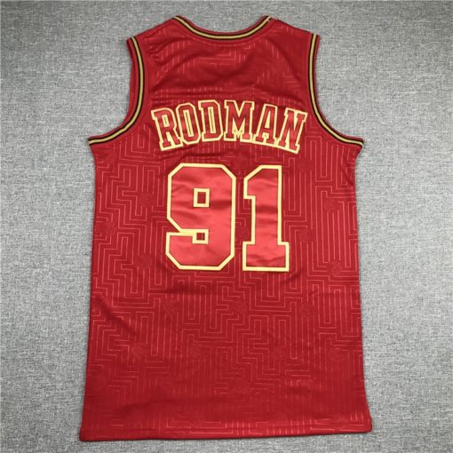 Dennis Rodman 91 Chicago Bulls Red Jersey Year Of Rat Limited Edition