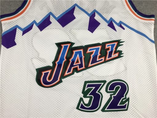 Karl Malone 32 Utah Jazz 96-97 White Throwback Jersey