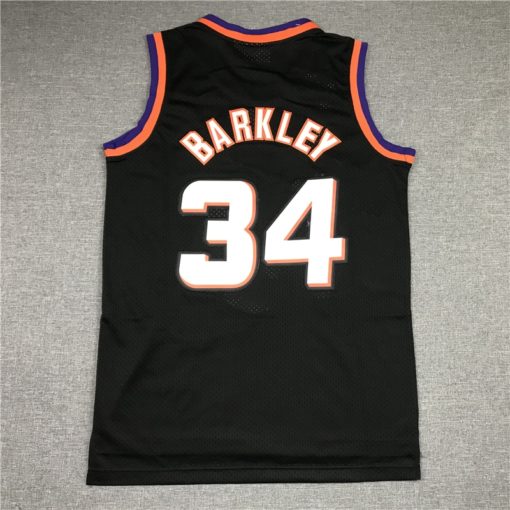 Charles Barkley 34 Phoenix Suns M&N Black Home Throwback Jersey