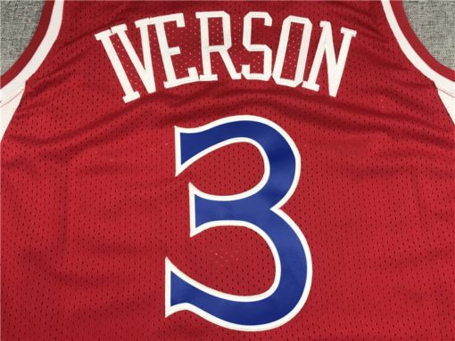 Allen Iverson 3 Philadelphia 76ers Red Vintage Throwback Swingman Jersey