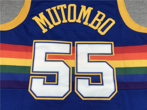 Dikembe Mutombo 55 Denver Nuggets 1991-92 M&N Royal Blue Jersey