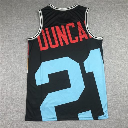 Tim Duncan 21 San Antonio Spurs Black Big Face Jersey