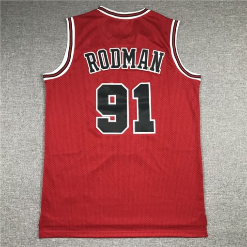 Dennis Rodman 91 Chicago Bulls M&N Red Retro Classic Swingman Jersey