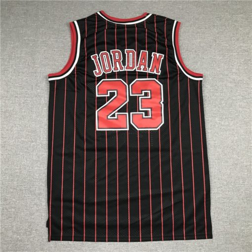 Michael Jordan 23 Chicago Bulls Black (Red Strip) Jersey