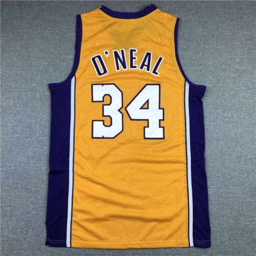 Shaquile O'Neil 34 Los Angeles Lakers Yellow Retro Throwback Jersey