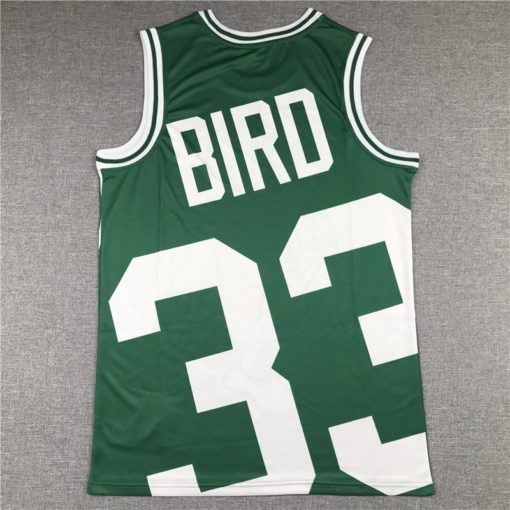 Larry Bird 33 Boston Celtics Retro Team Big Face Green White Jersey