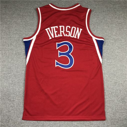 Allen Iverson 3 Philadelphia 76ers Red Vintage Throwback Swingman Jersey