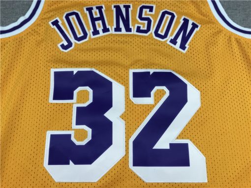 Magic Johnson 32 Los Angeles Lakers Yellow Throwback Jersey