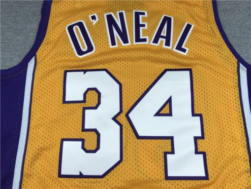 Shaquile O'Neil 34 Los Angeles Lakers Yellow Retro Throwback Jersey