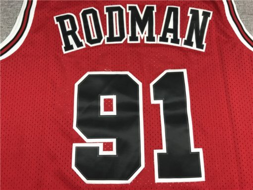 Dennis Rodman 91 Chicago Bulls M&N Red Retro Classic Swingman Jersey