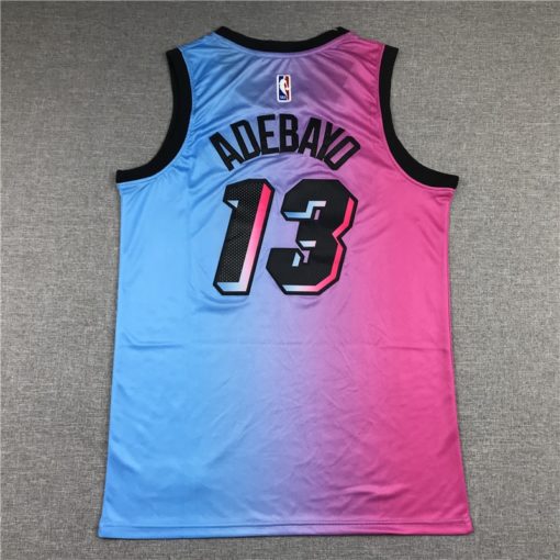 Bam Adebayo 13 Miami Heat 2021 Blue Pink Rainbow City Jersey