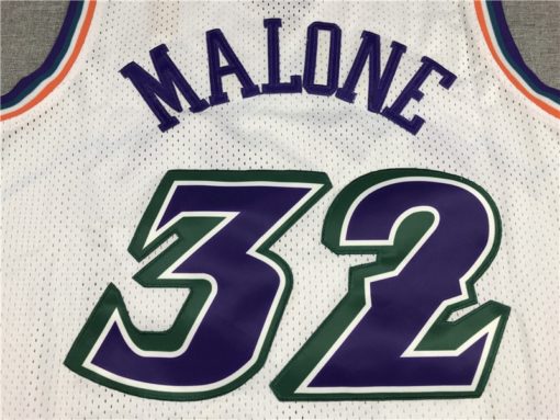 Karl Malone 32 Utah Jazz 96-97 White Throwback Jersey