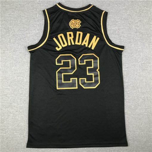 Michael Jordan 23 North Carolina Black Gold Jersey