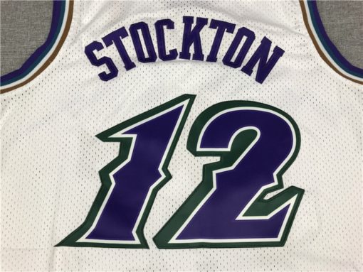 John Stockton 12 Utah Jazz 96-97 M&N White Jersey