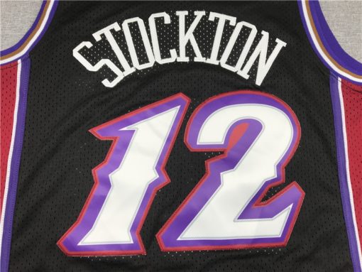 John Stockton 12 Utah Jazz 96-97 M&N Black Jersey