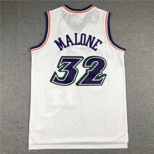 Karl Malone 32 Utah Jazz 96-97 White Throwback Jersey