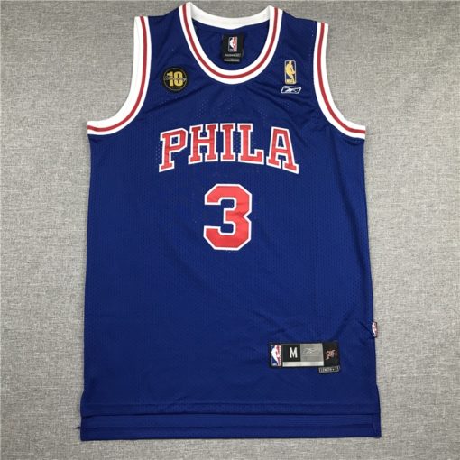 Allen Iverson 3 Philadelphia 76ers 10th Anniversary Blue Jersey