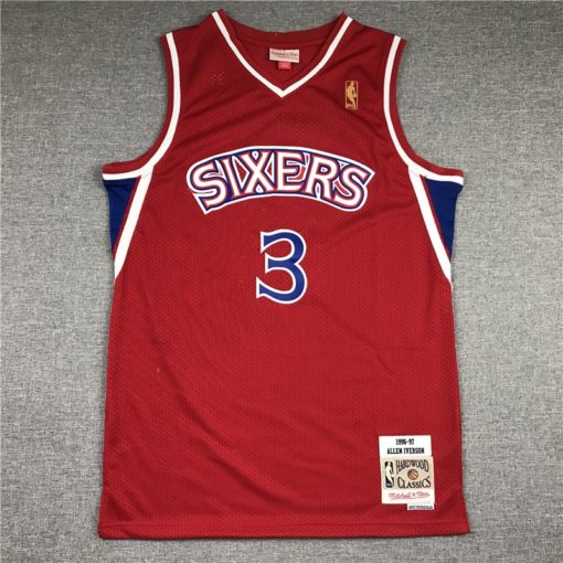 Allen Iverson 3 Philadelphia 76ers Red Vintage Throwback Swingman Jersey