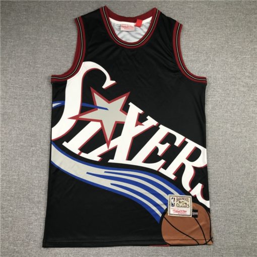 Allen Iverson 3 Philadelphia 76ers Retro Team Big Face Black Jersey