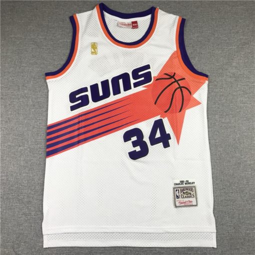 Charles Barkley 34 Phoenix Suns M&N White Home Throwback Jersey