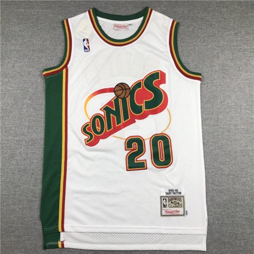 Gary Payton 20 Seattle Supersonics 95-96 White Throwback Jersey