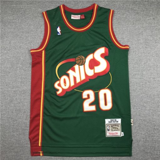 Gary Payton 20 Seattle Supersonics M&N Green HWC Jersey