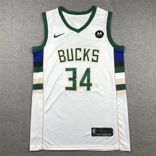 Giannis Antetokounmpo 34 Bucks 2021 White Association Swingman Jersey