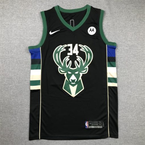 Giannis Antetokounmpo 34 Bucks Black Statement Edition Jersey