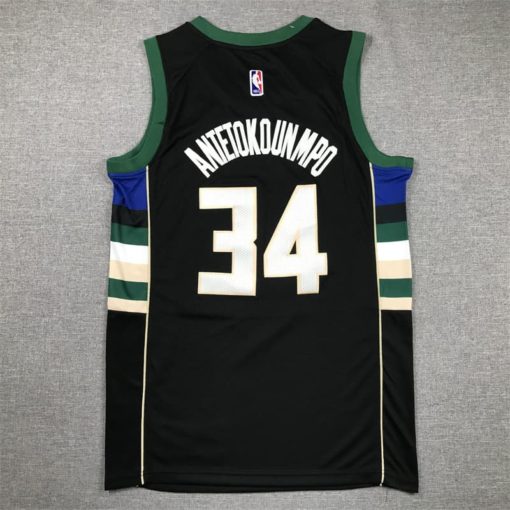 Giannis Antetokounmpo 34 Bucks Black Statement Edition Jersey back