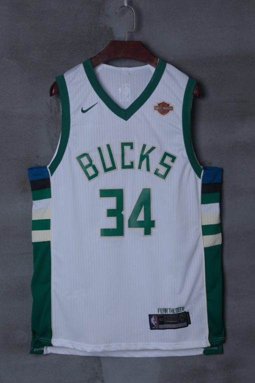 Giannis Antetokounmpo 34 Milwaukee Bucks 2019-20 White Association Jersey