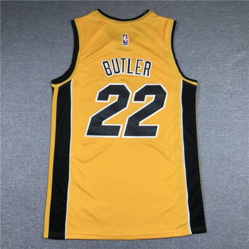 Jimmy Butler #22 Men's 2020-21 Miami Heat Yellow Jersey back