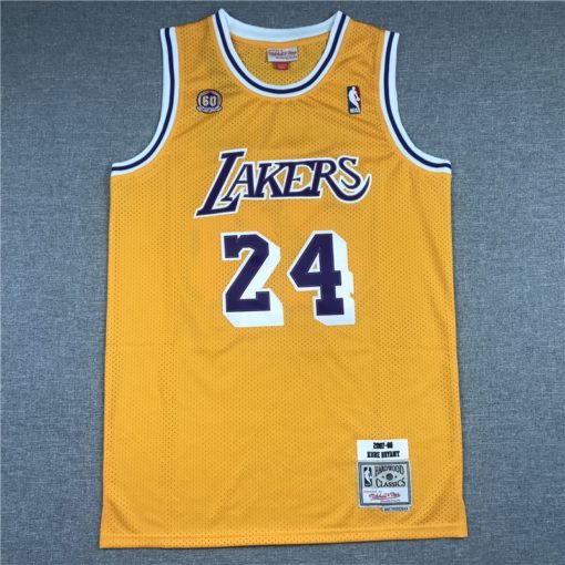 Kobe Bryant 24 Los Angeles Lakers 2007-08 Yellow Jersey