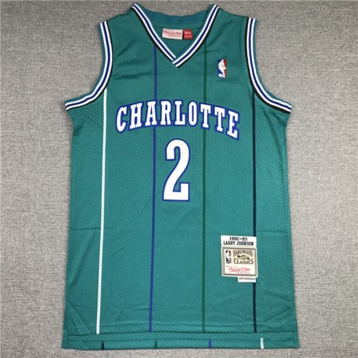 Larry Johnson 2 Charlotte Hornets M&N 92-93 Swingman Teal Jersey