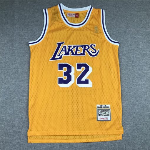 Magic Johnson 32 Los Angeles Lakers Yellow Throwback Jersey