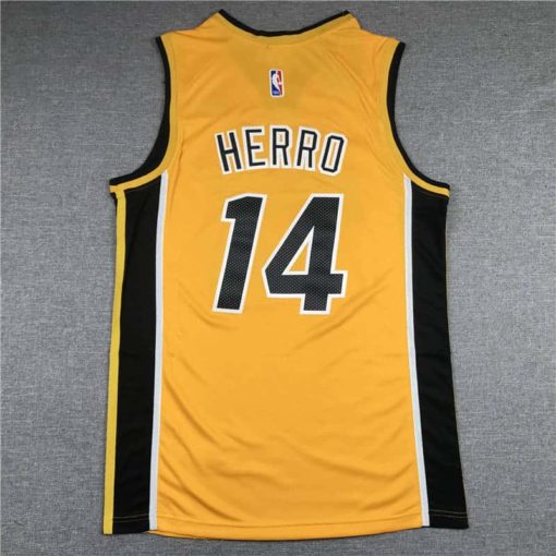 Men's 2020-21 Miami Heat Tyler Herro #14 Yellow Jersey back