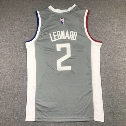Men's LA Clippers Kawhi Leonard 2021 Earned Gray Jersey back