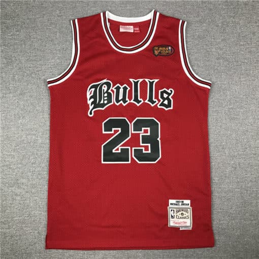 Michael Jordan #23 Chicago Bulls Red Old English Jersey