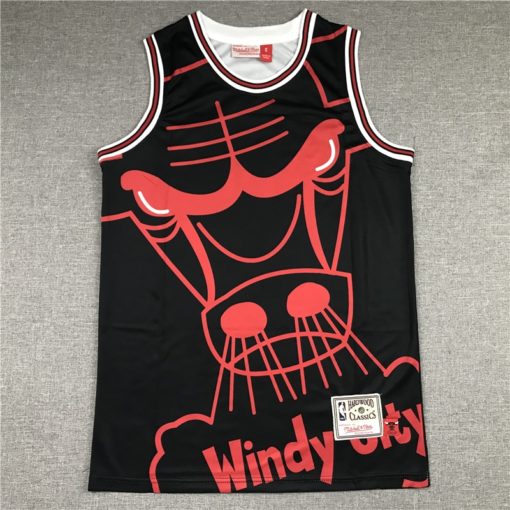 Michael Jordan 23 Chicago Bulls Retro Team Big Face Black Jerseys