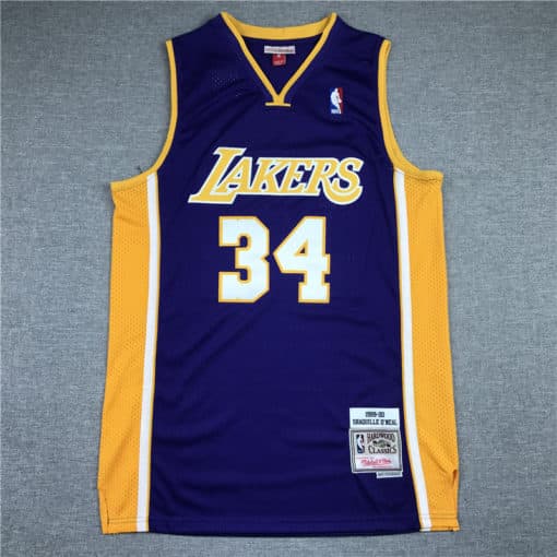 Shaquille O'Neal 34 Los Angeles Lakers 1999-20 Purple Retro Jersey