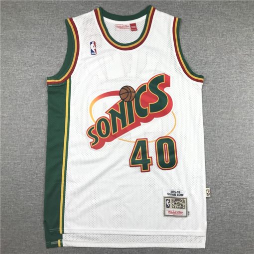 Shawn Kemp 40 Seattle SuperSonics White 1995-96 Hardwood Classics Jersey