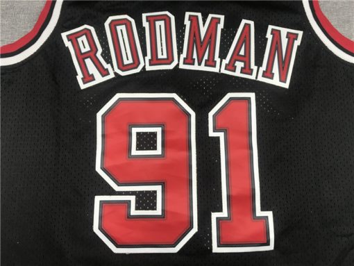 Dennis Rodman 91 Chicago Bulls Black Hardwood Classics Jersey