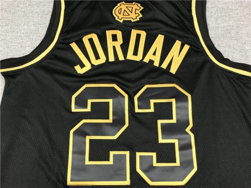 Michael Jordan 23 North Carolina Black Gold Jersey