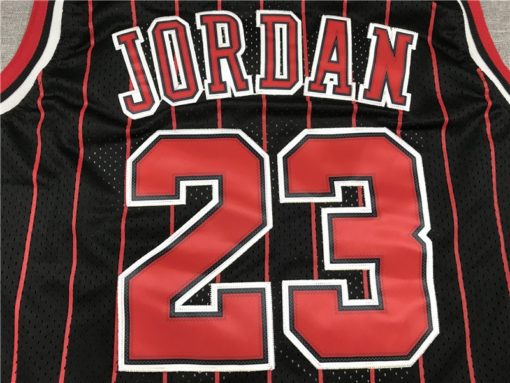 Michael Jordan 23 Chicago Bulls Black (Red Strip) Jersey