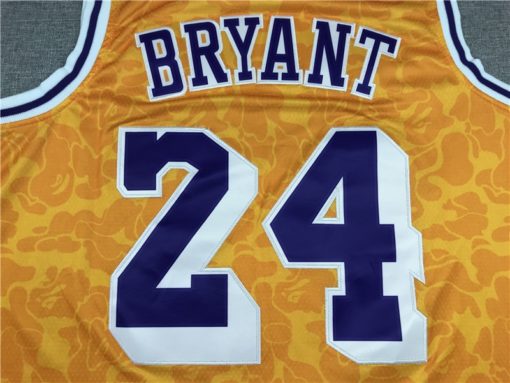 Kobe Bryant 24 BAPE Los Angeles Lakers Yellow ABC Swingman Jersey