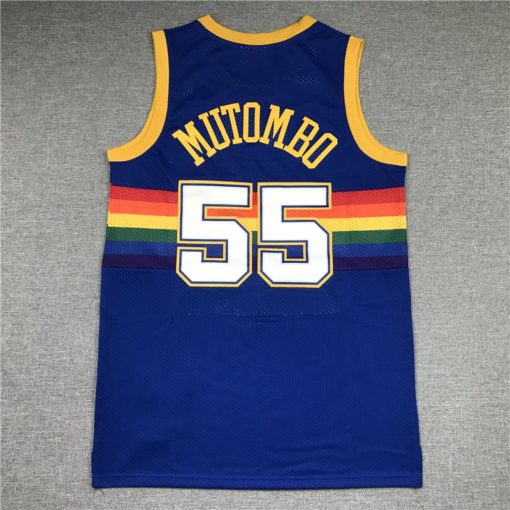 Dikembe Mutombo 55 Denver Nuggets 1991-92 M&N Royal Blue Jersey