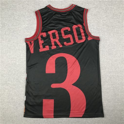 Allen Iverson 3 Philadelphia 76ers Retro Team Big Face Black Jersey