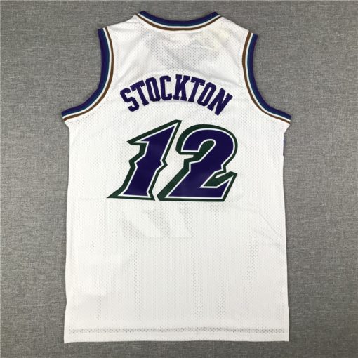 John Stockton 12 Utah Jazz 96-97 M&N White Jersey