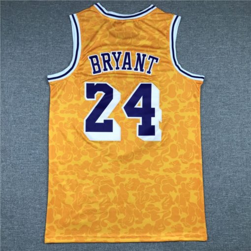 Kobe Bryant 24 BAPE Los Angeles Lakers Yellow ABC Swingman Jersey